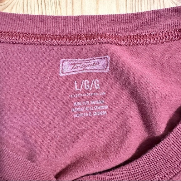 Iowa State University Tailgate Maroon Long Sleeve Cropped Shirt Rose Size Large - Picture 8 of 11